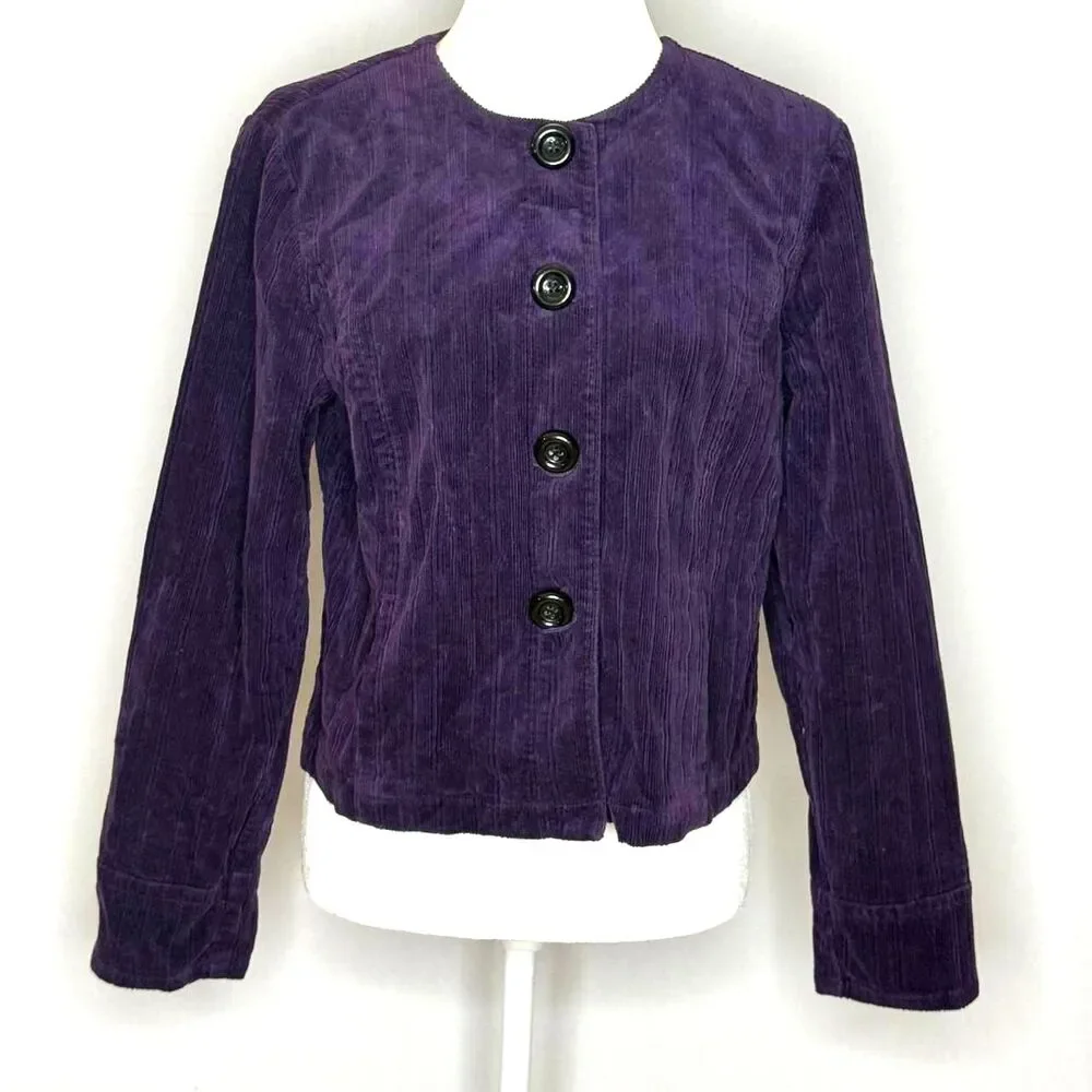 Purple Corduroy Button Up Coat